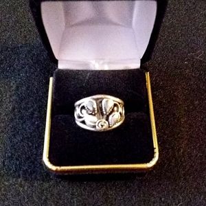 925 silver & hematite ring, size 10